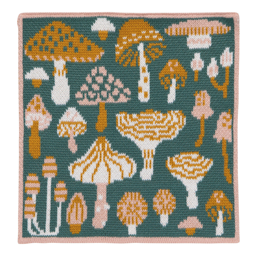 Mushrooms Gems Knit Dishcloth.