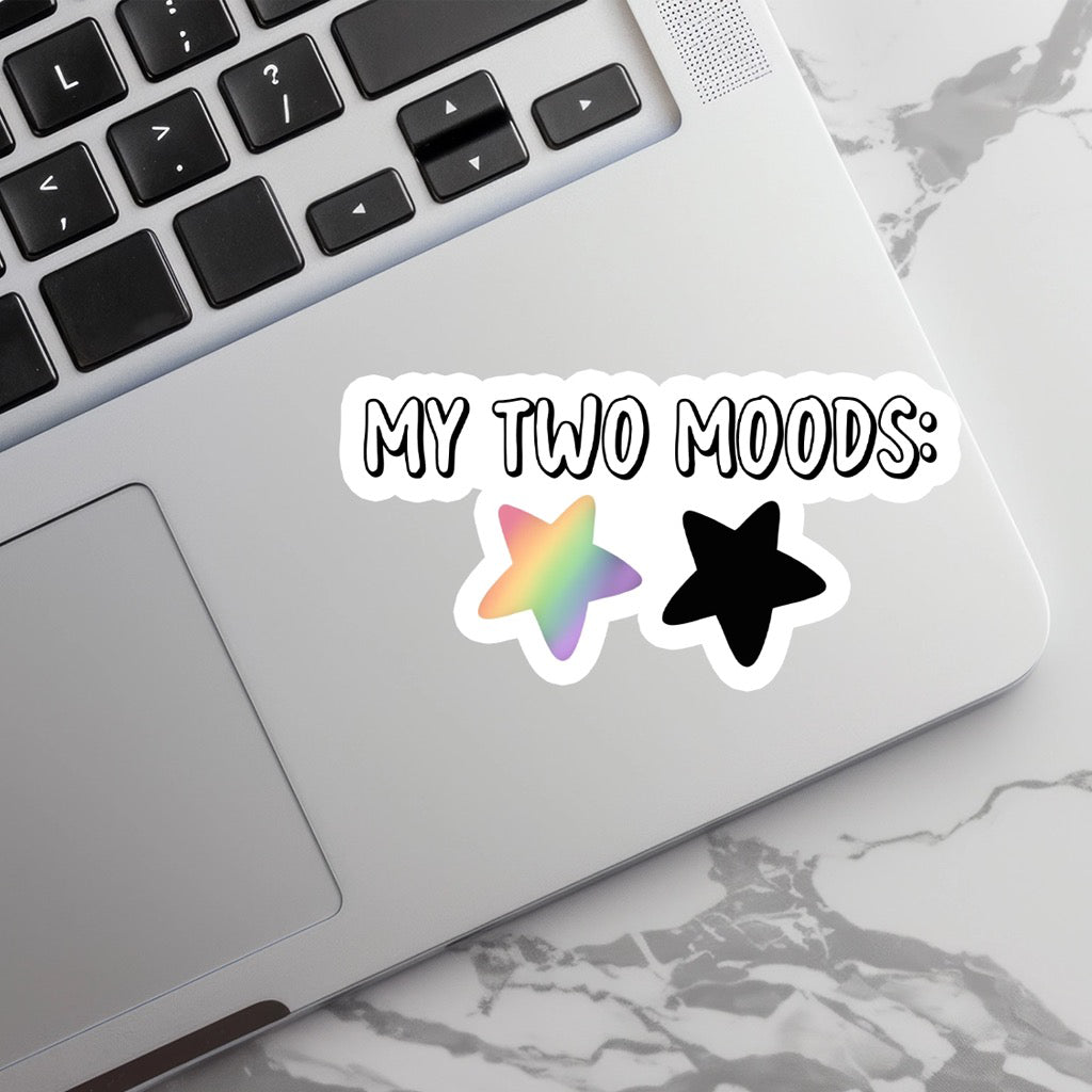 My Two Moods Sticker on computer.