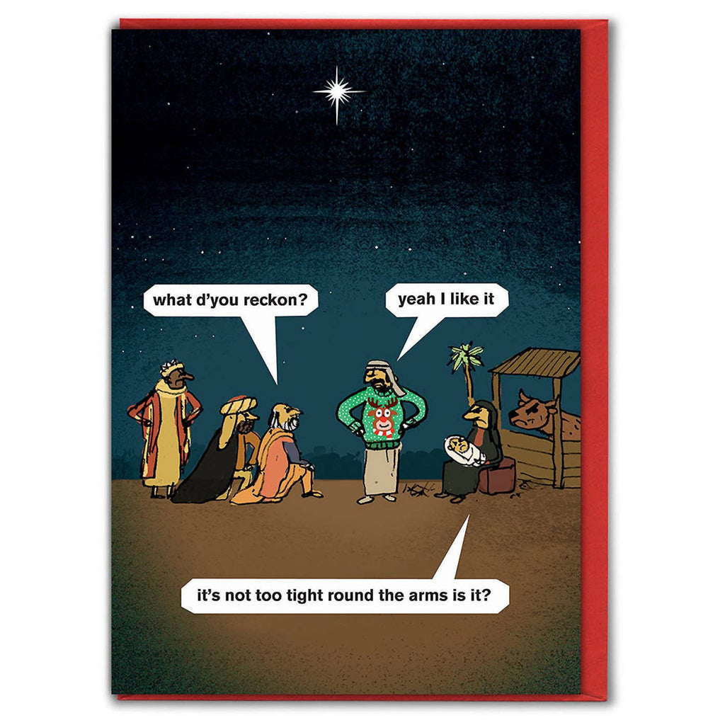 Nativity Scene Christmas Sweater Card.