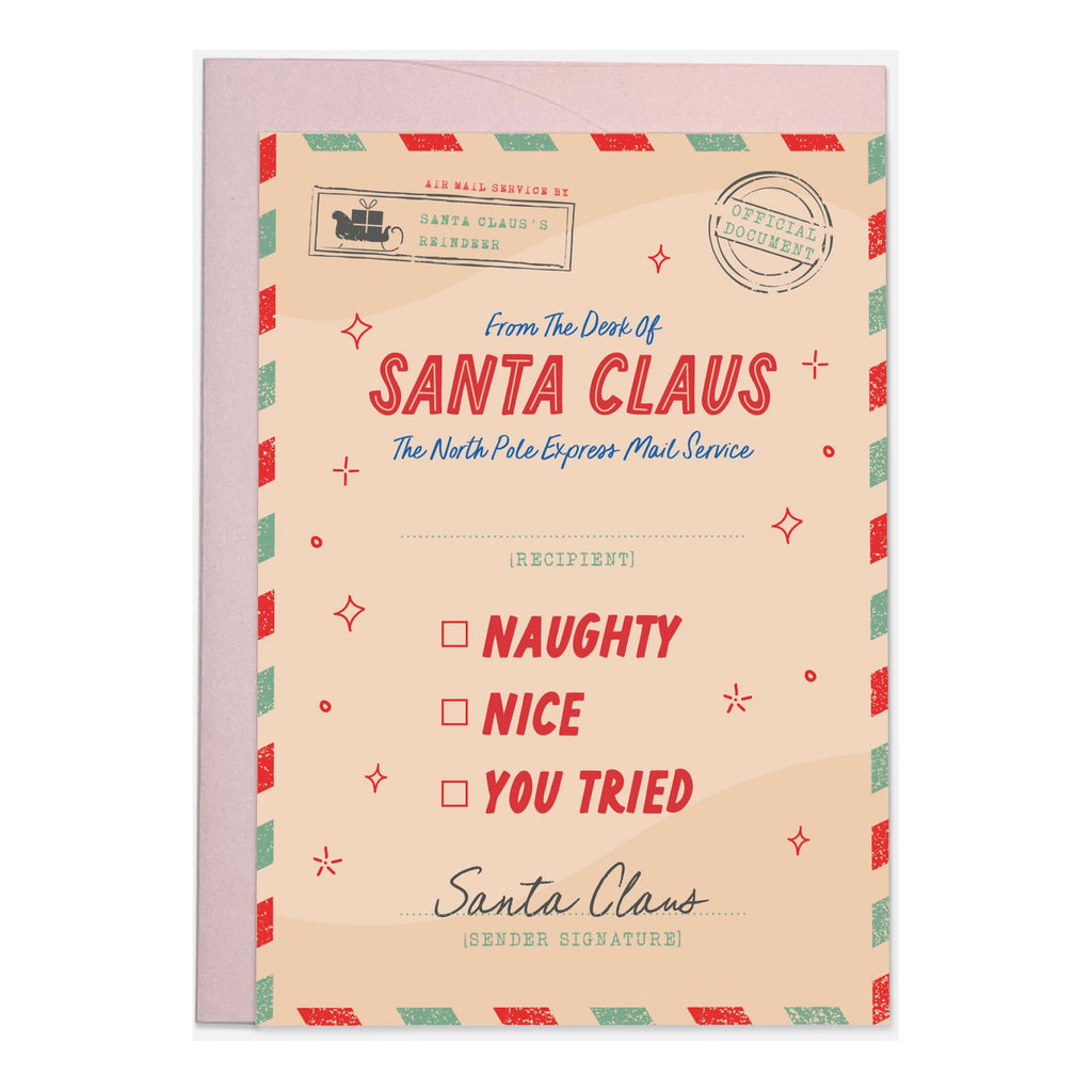 Naughty, Nice, You Tried Christmas Card.