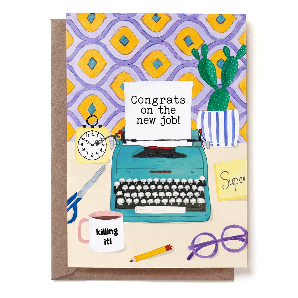 New Job Typewriter Card.
