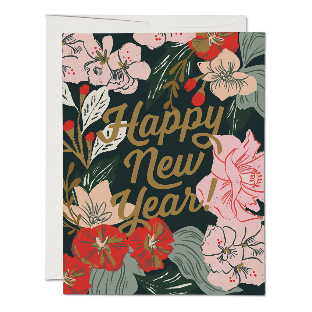New Years Bouquet Holiday Greeting Card.