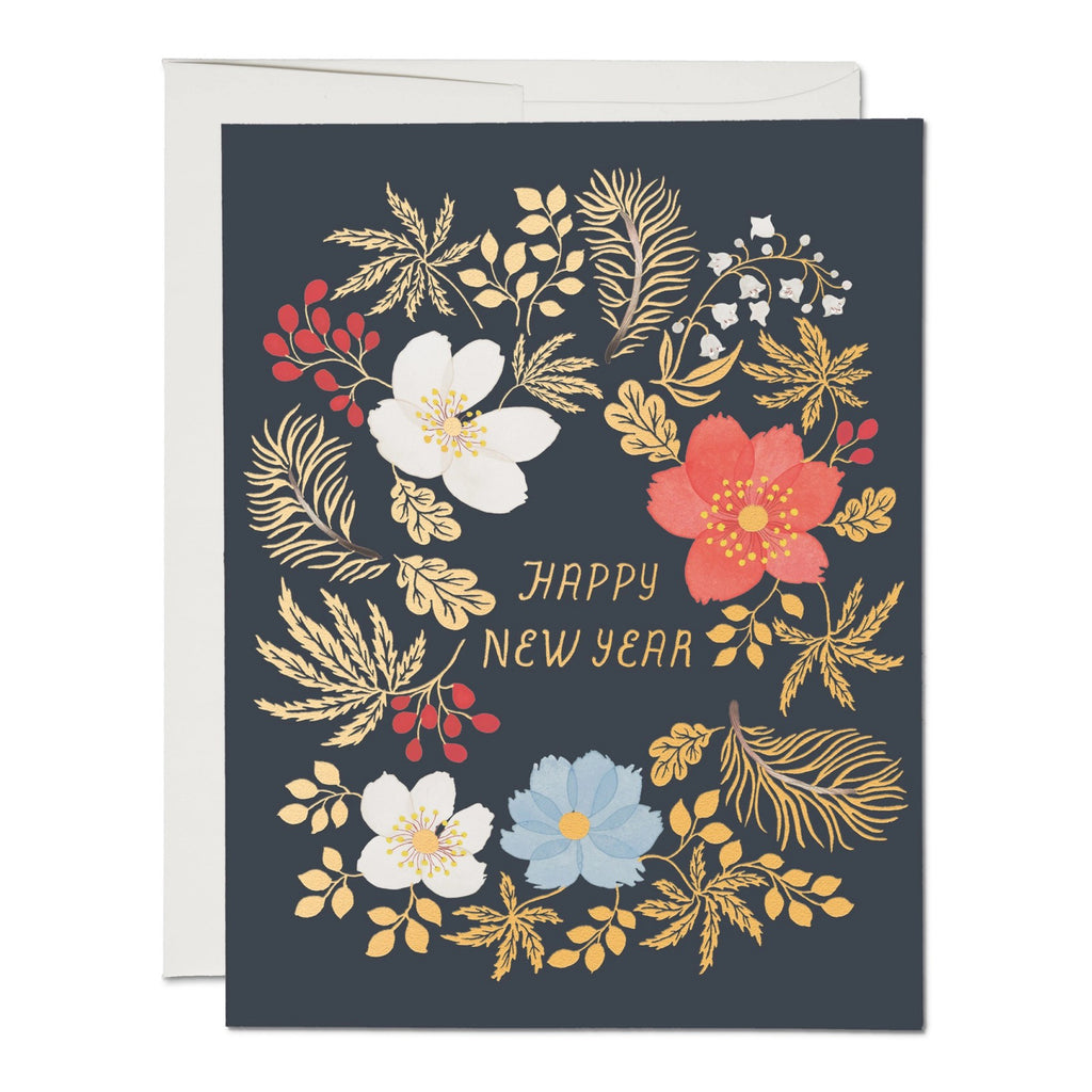 New Year's Wreath Holiday Card.