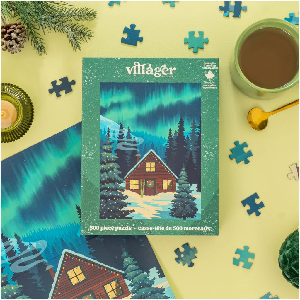 Northern Cabin Puzzle on table.