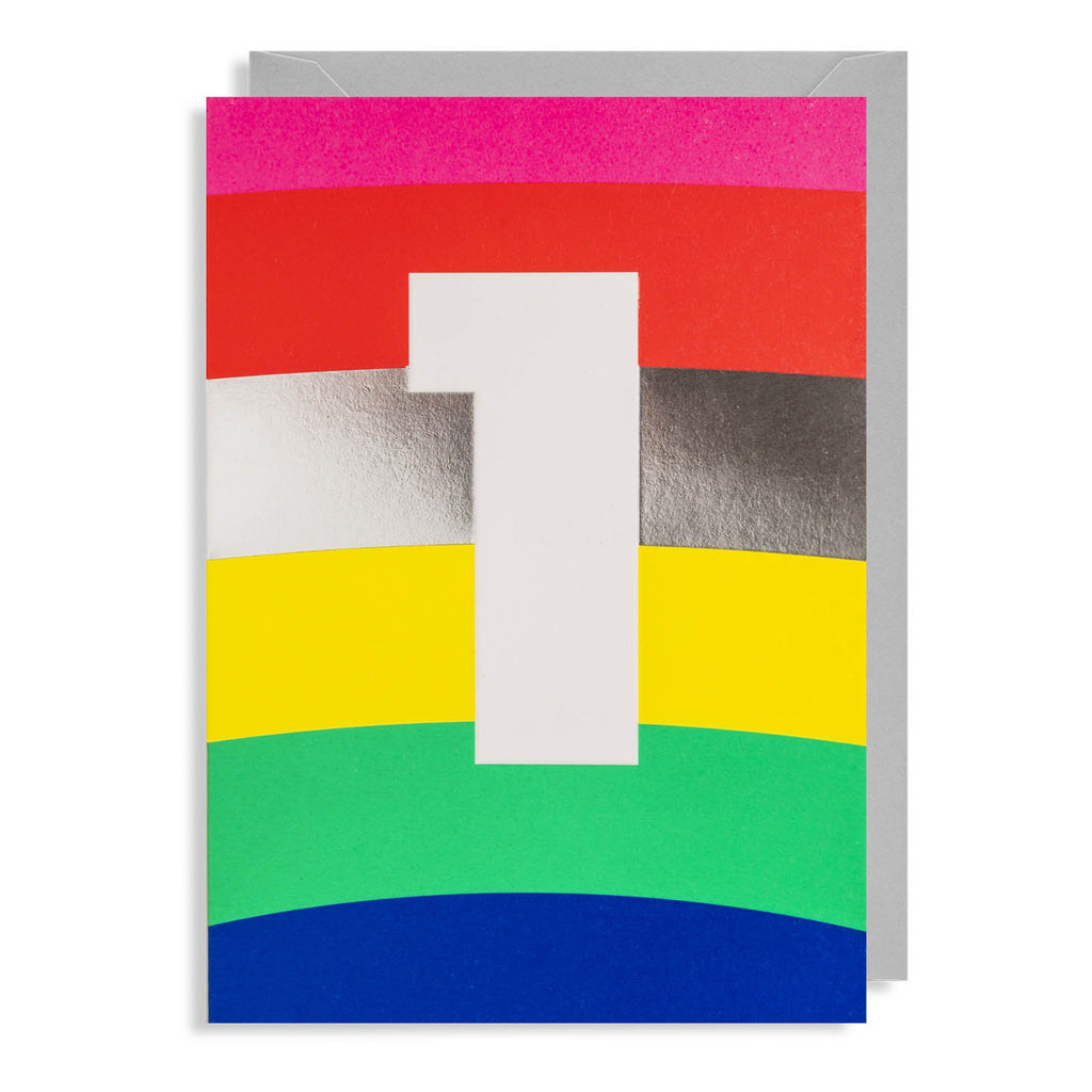 Number 1 On Stripes Birthday Card.