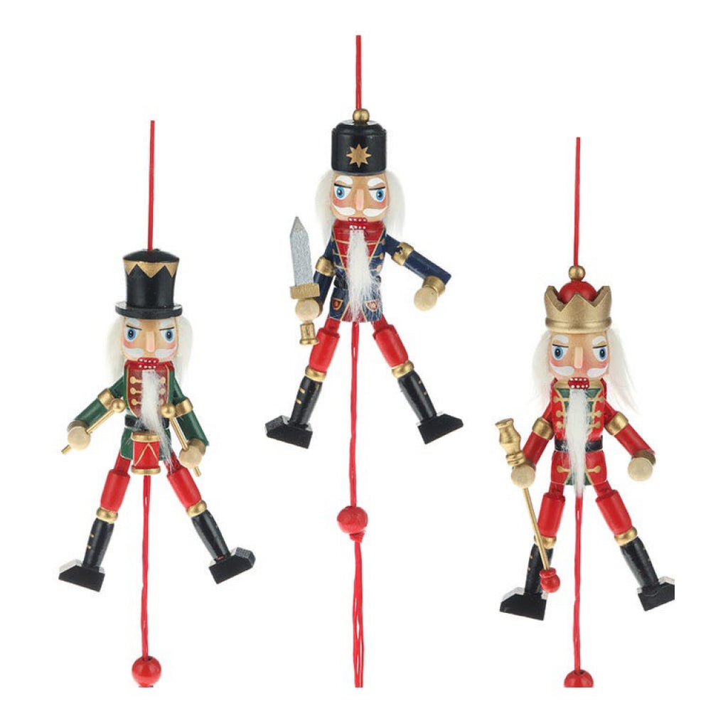 Nutcracker Pull Puppet Ornament open.