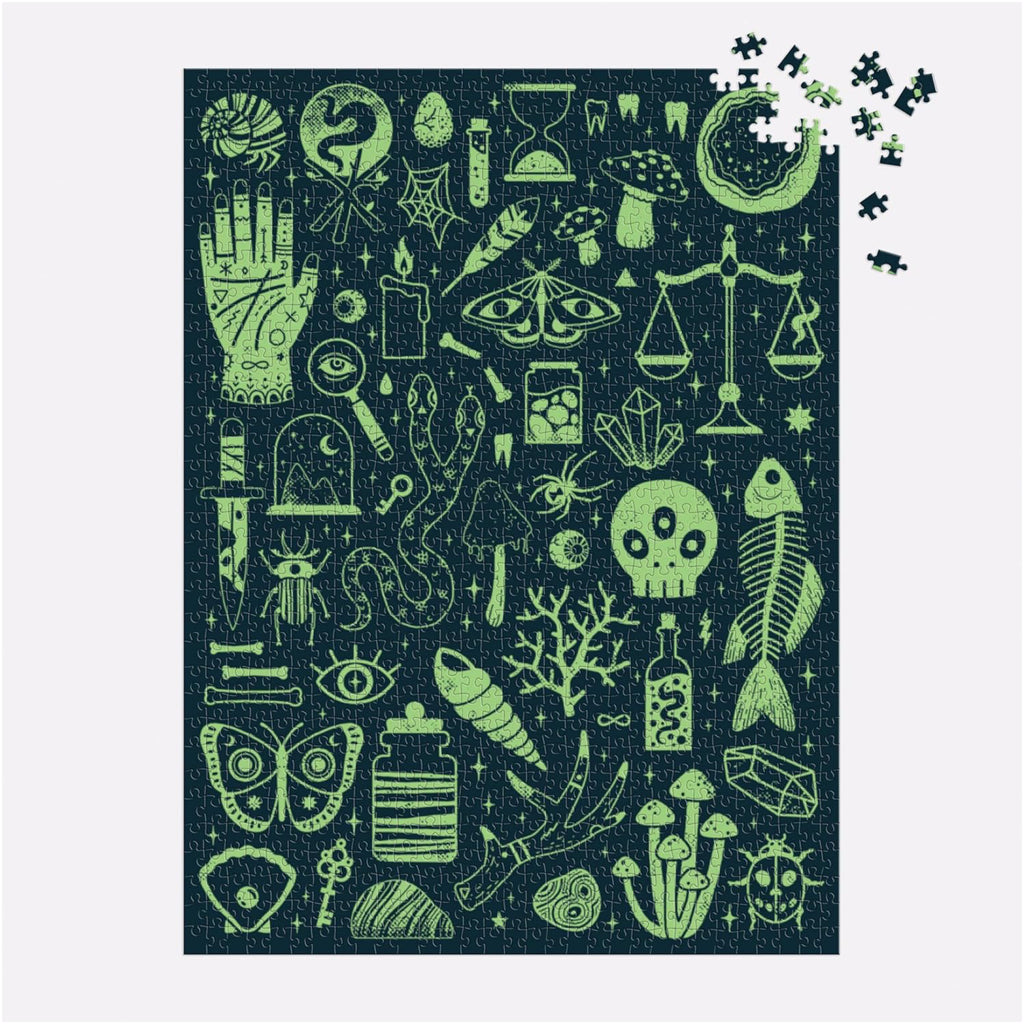 Occult And Curious Glow In The Dark Puzzle with different lighting.