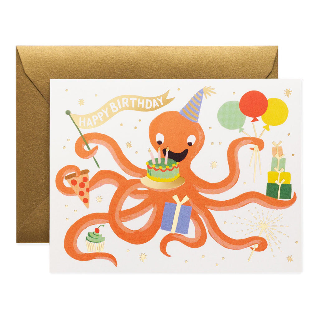 Octopus Birthday Card.