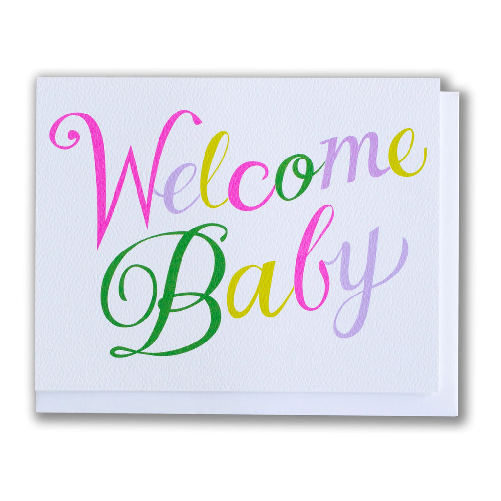 Old School Cursive Baby Card.