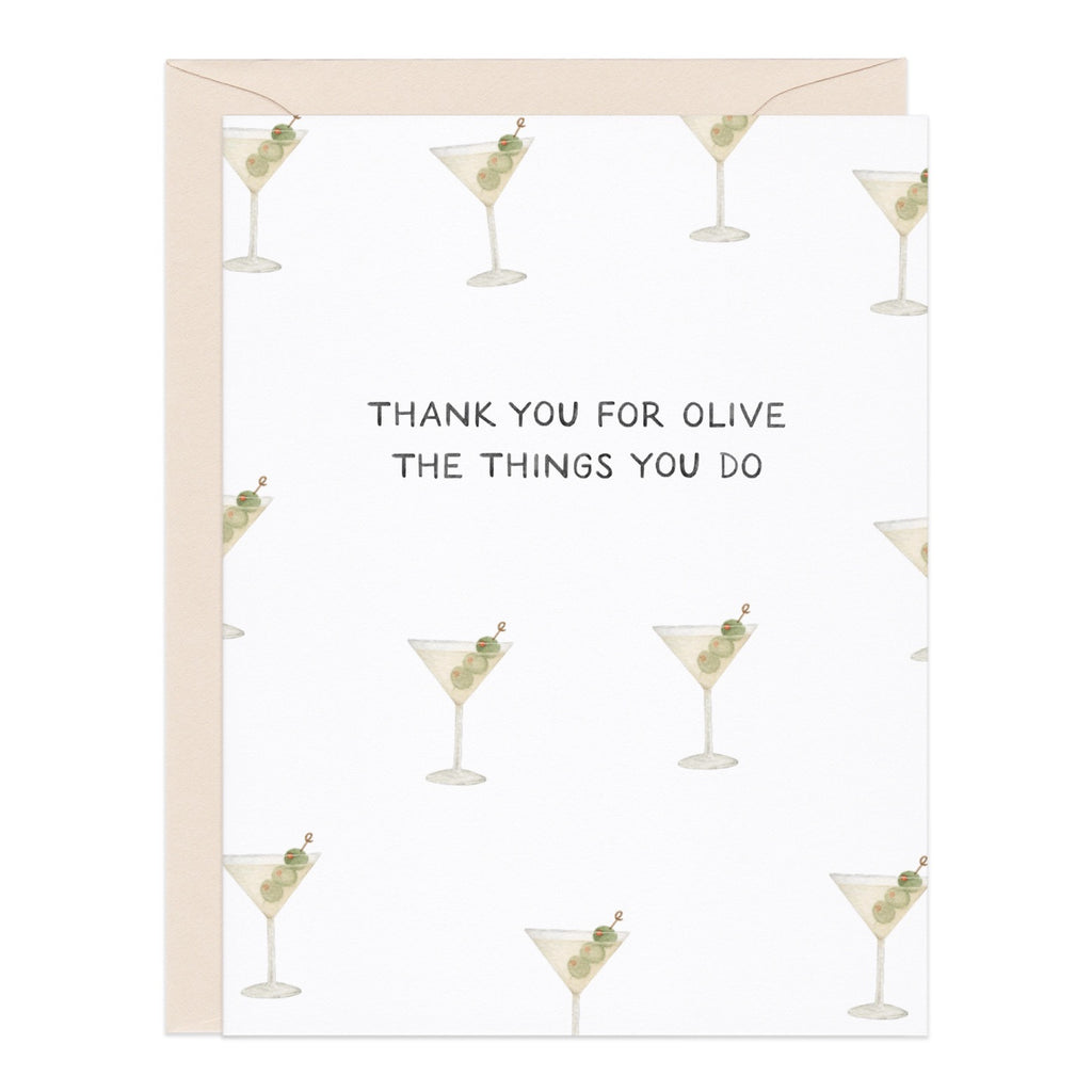 Olive The Things Martini Thank You Card.
