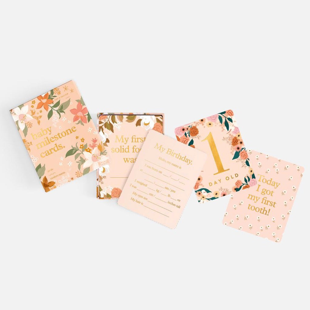 Open view of Baby Milestone Cards - Floral.