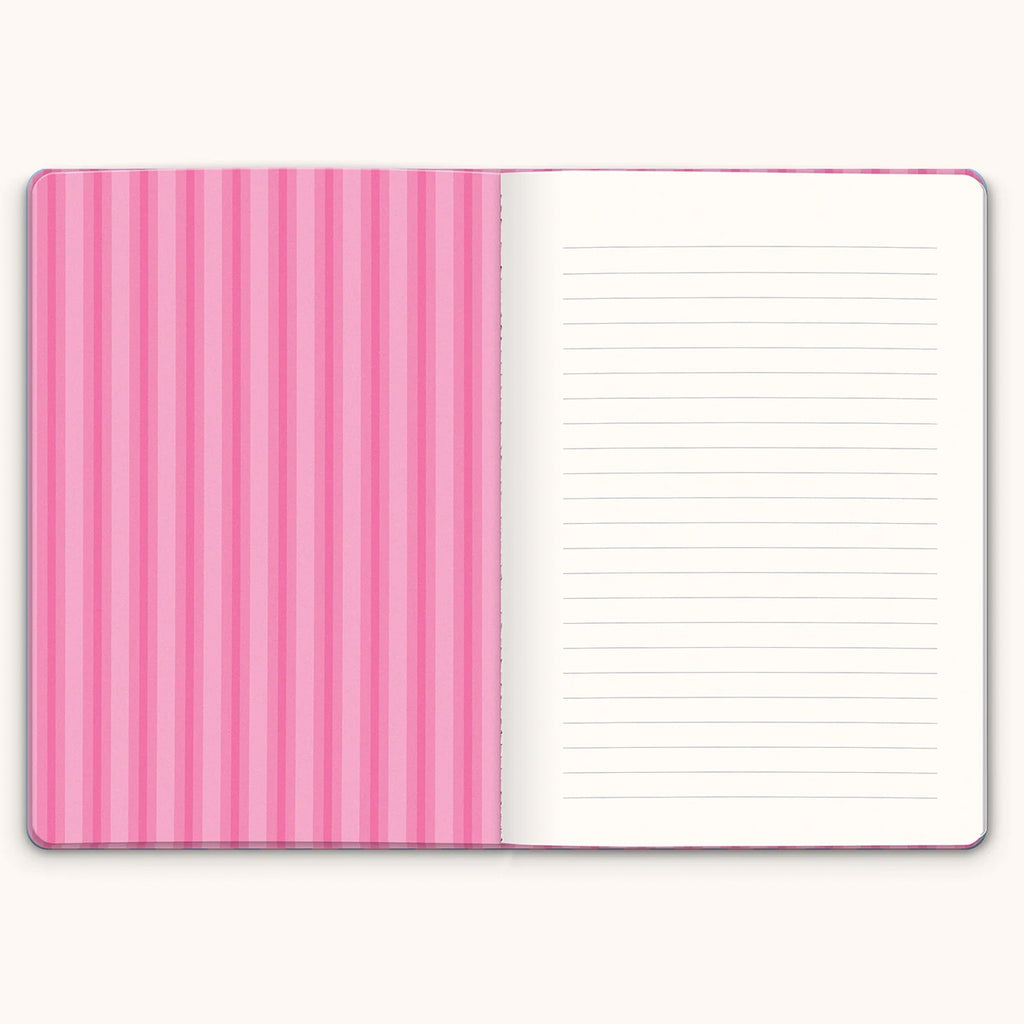 Open view of Cotton Candy Stripes Keri Notebook.