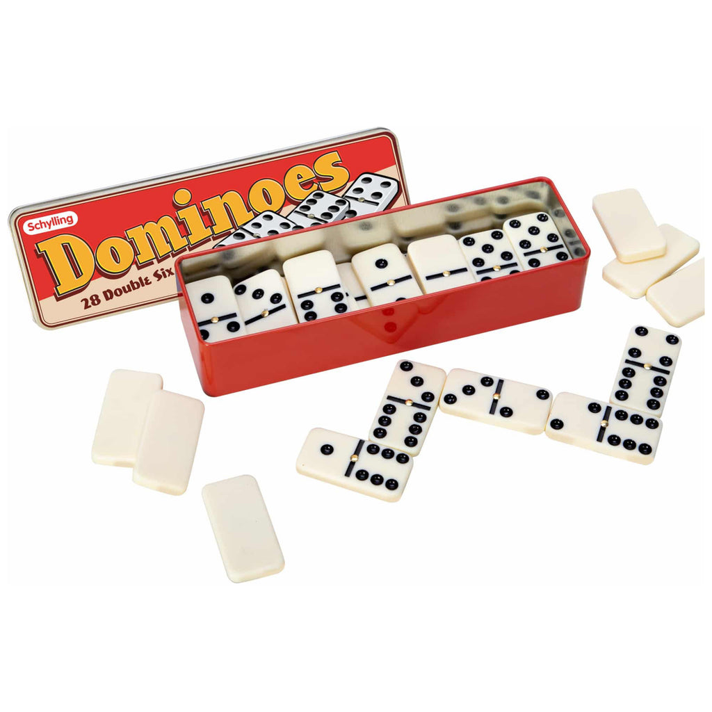 Open view of Double Six Dominoes.