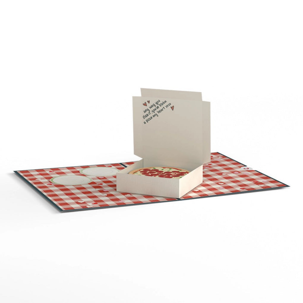 Open view of Pizza Love Pop-Up Card.