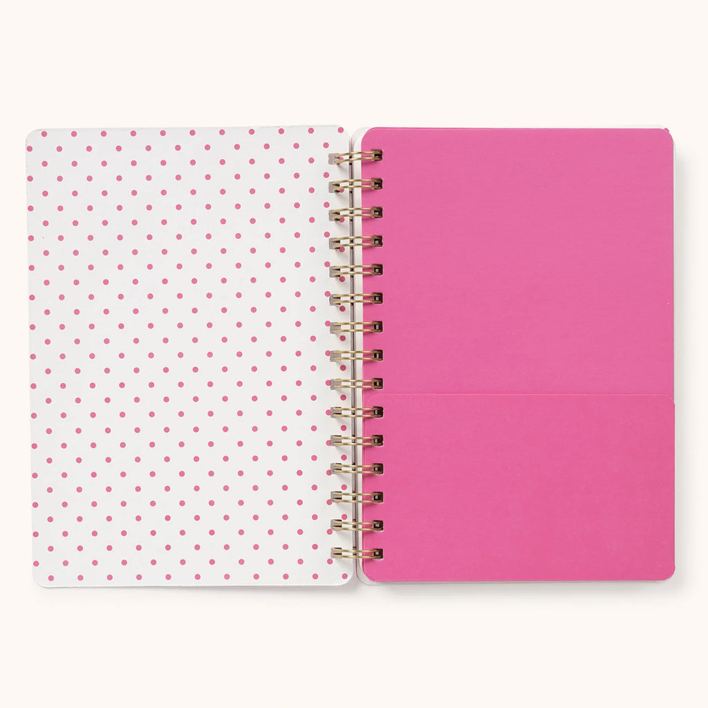 Open view of Put A Bow On It Pink Punch Agatha Notebook.
