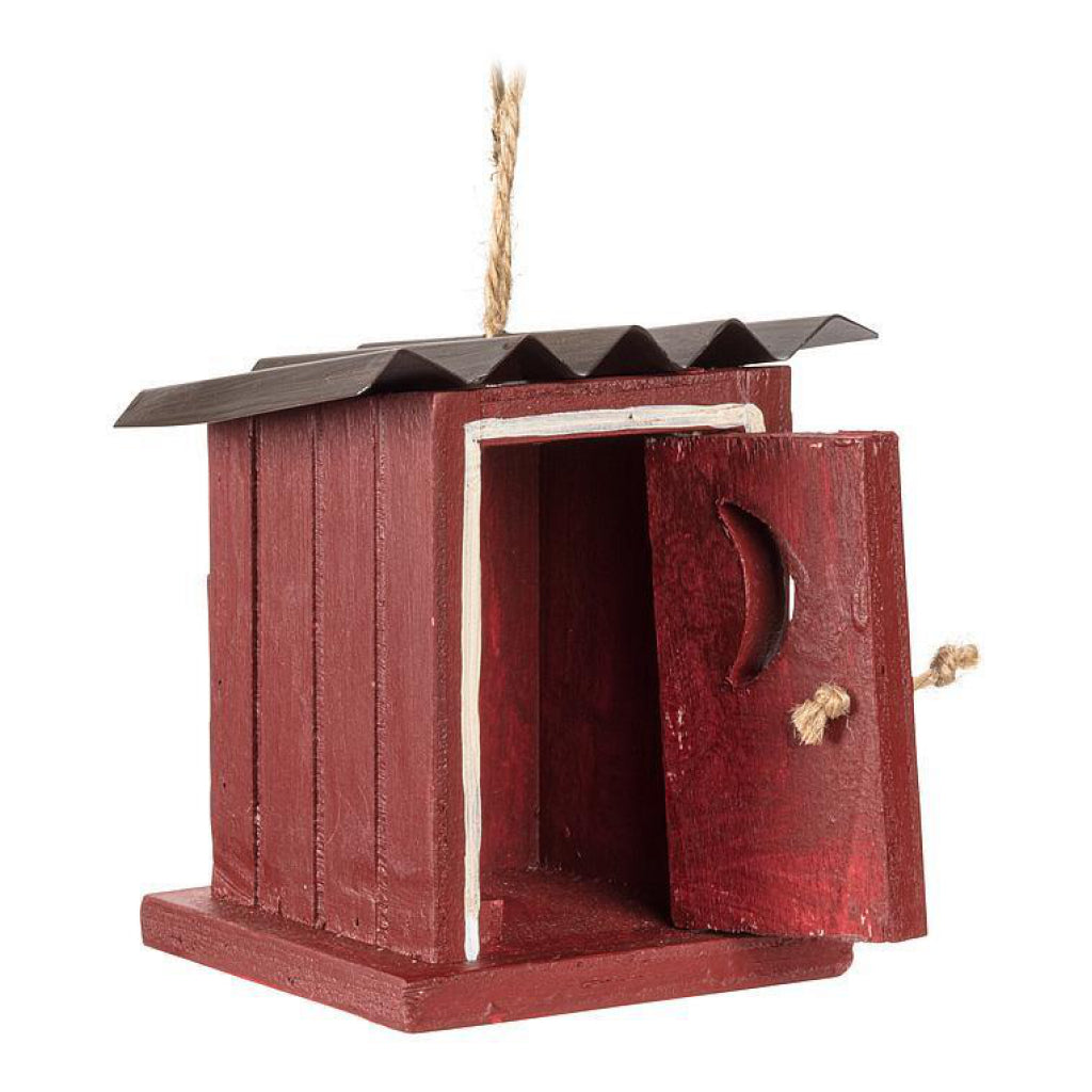 Open view of Red Outhouse Ornament.