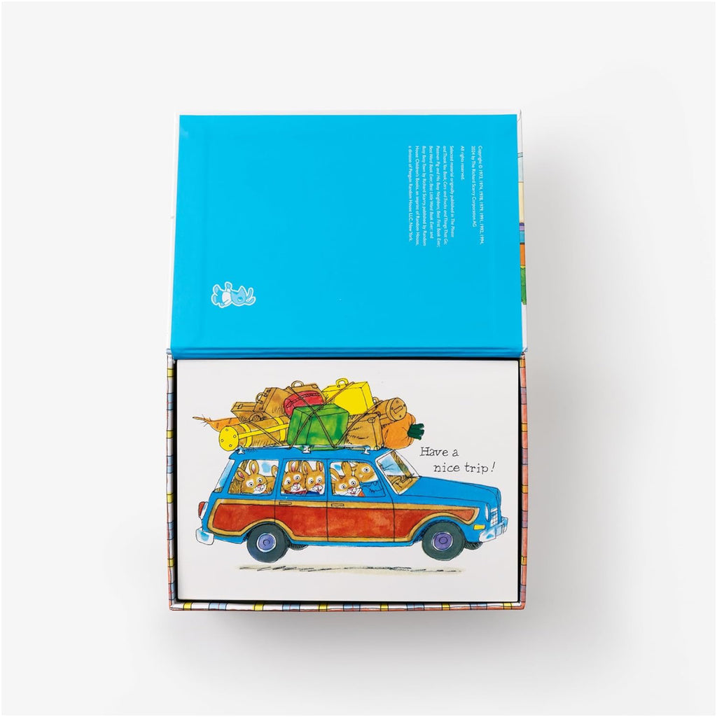 Open view of Richard Scarry's Busy, Busy Box Of Postcards.