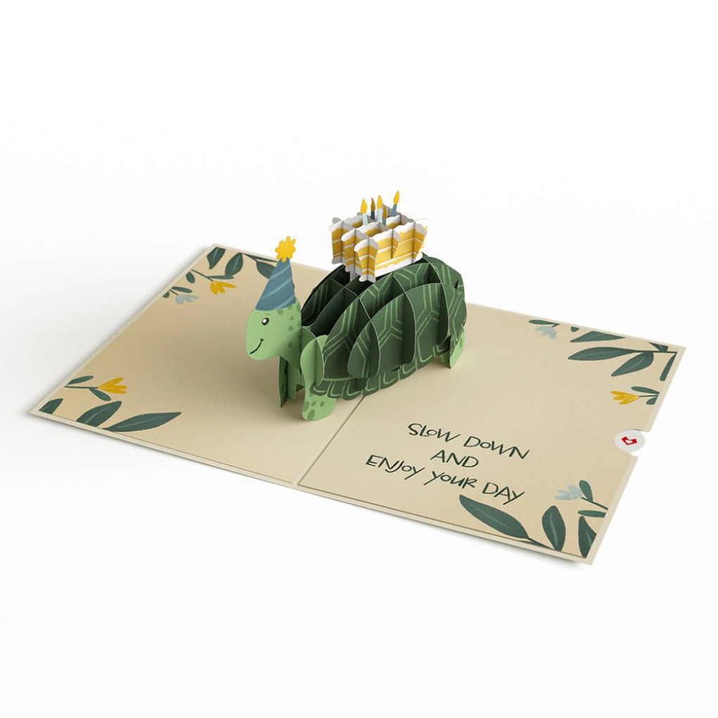 Open view of Shell-ebrate Birthday Turtle Pop-Up Card.