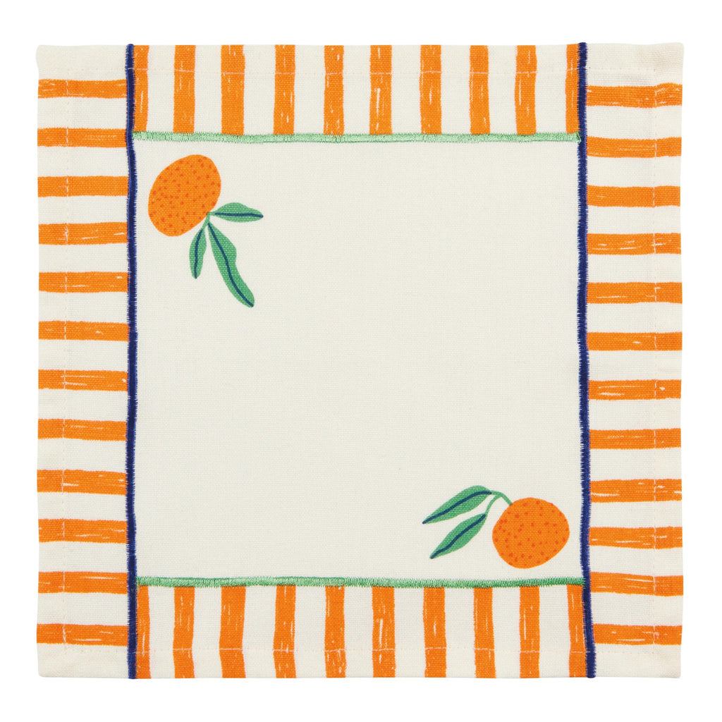 Orange Citrus Burst Printed Cocktail Napkins .