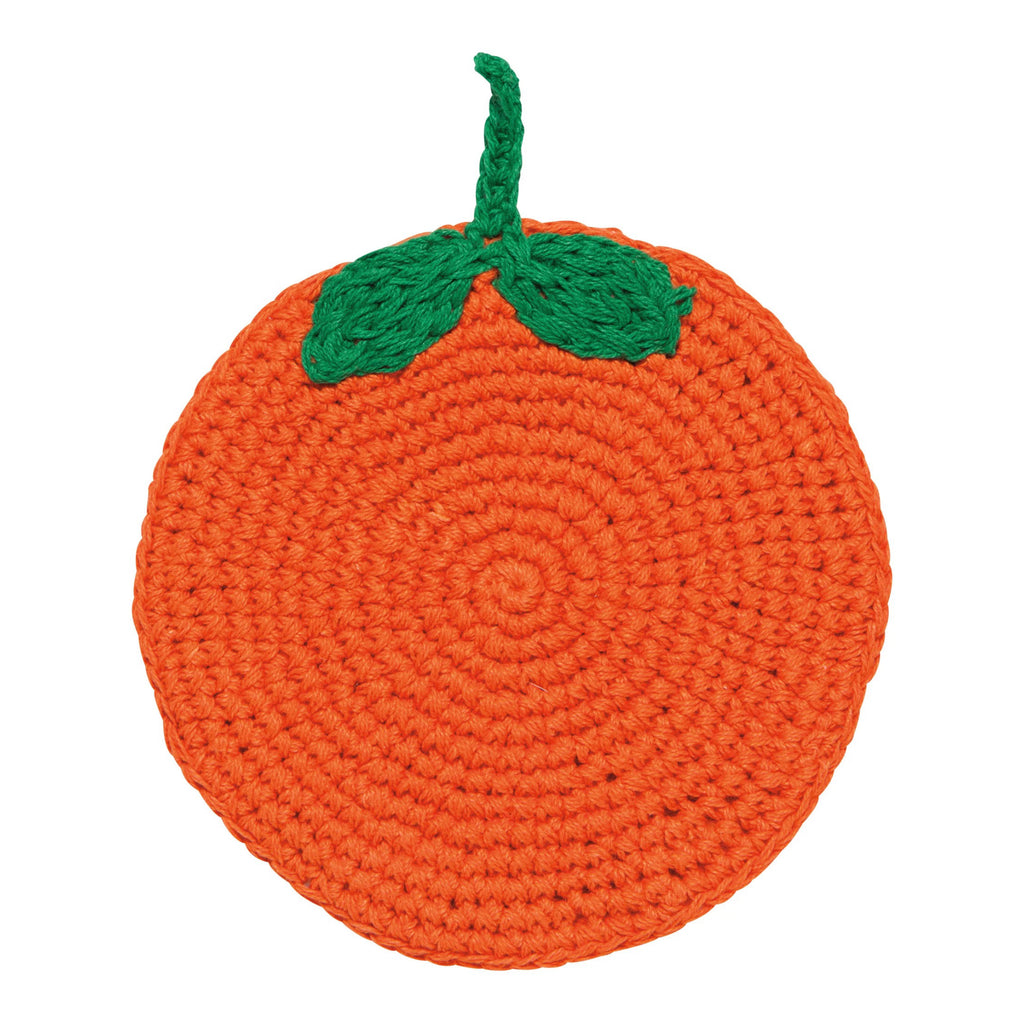 Orange Fruit Crochet Coaster.