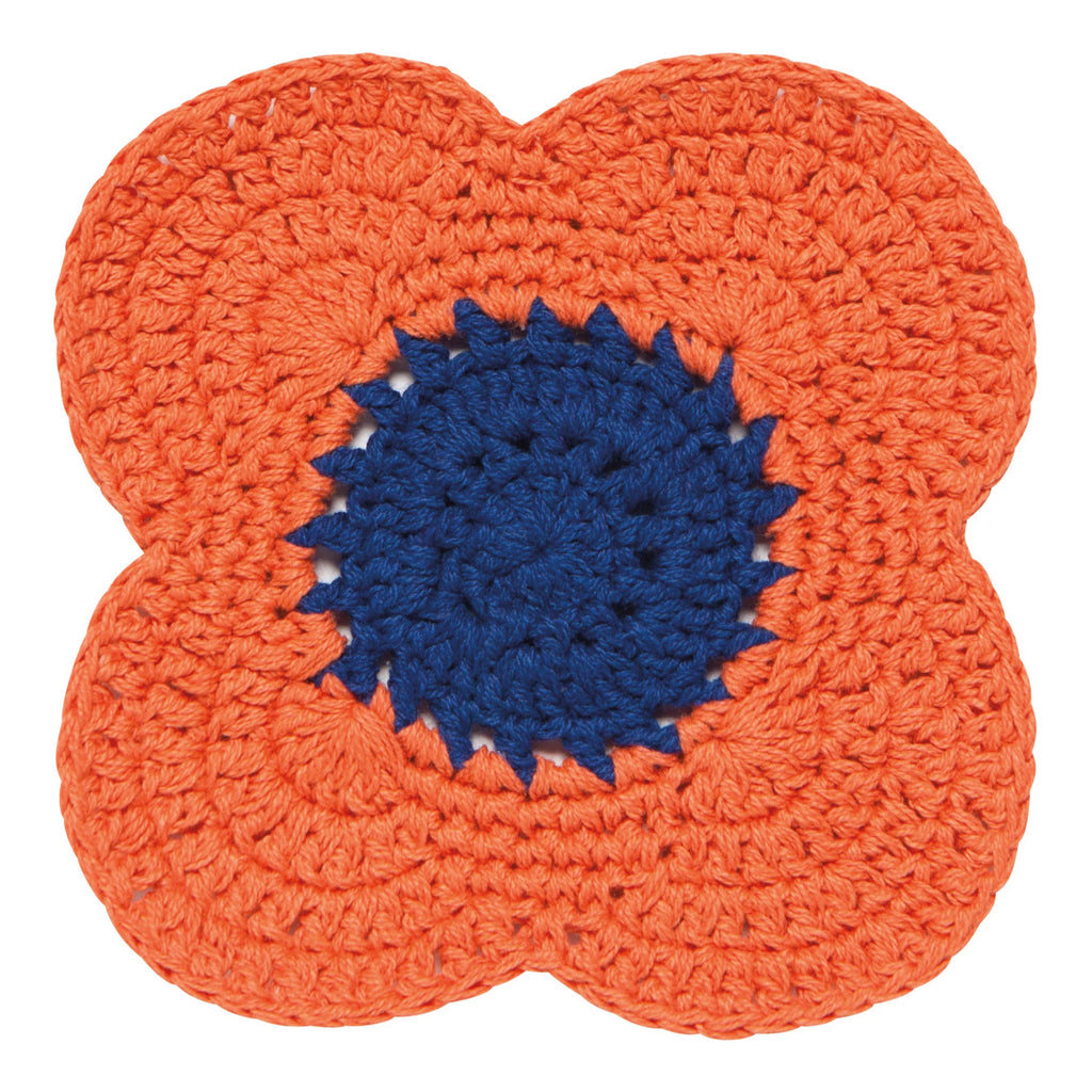 Orange Poppy Crochet Coaster.