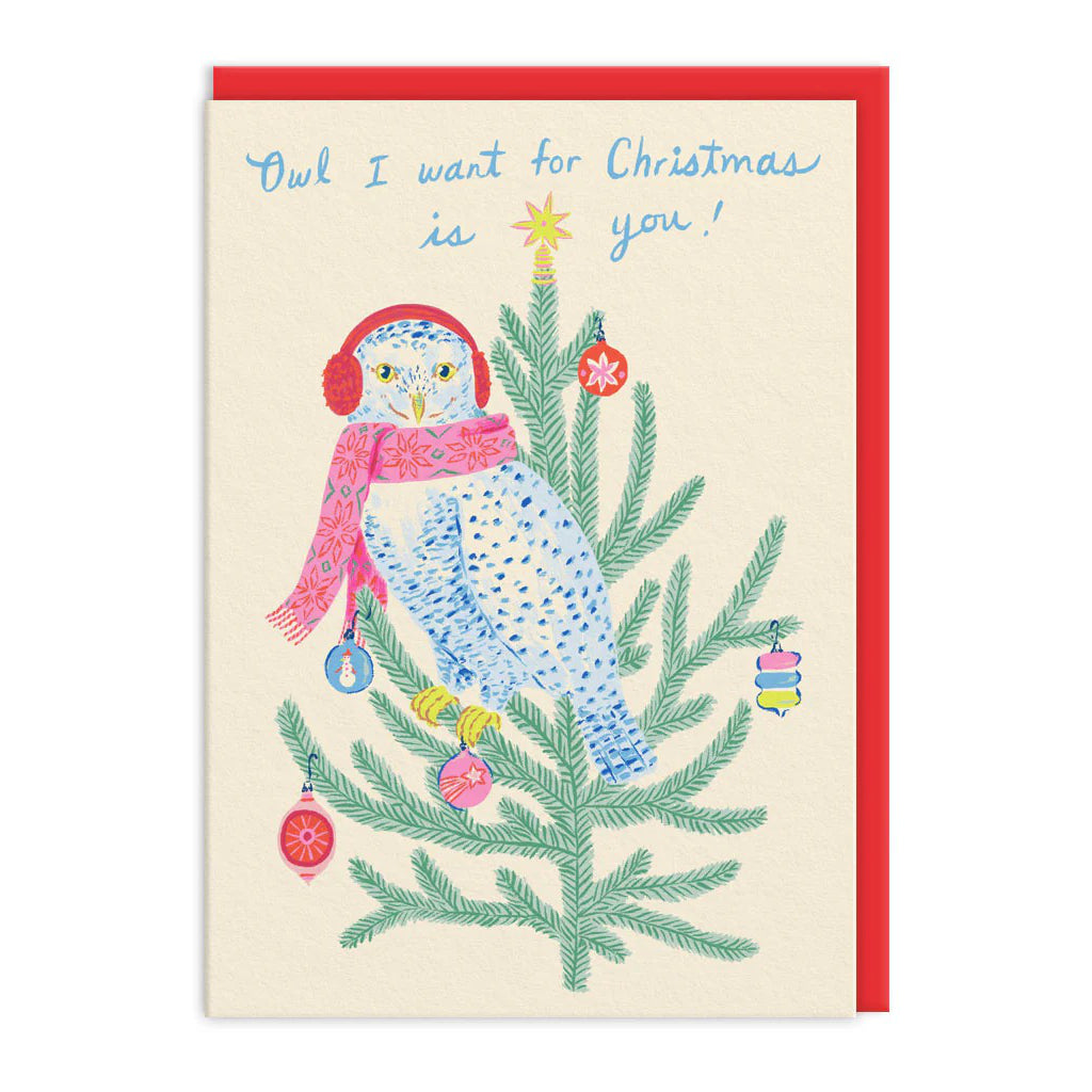 Owl I Want For Christmas Card.