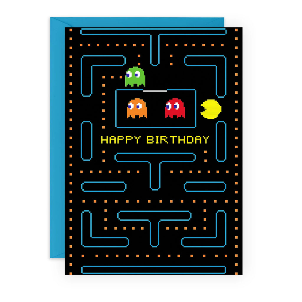 Pac Man Happy Birthday Card.