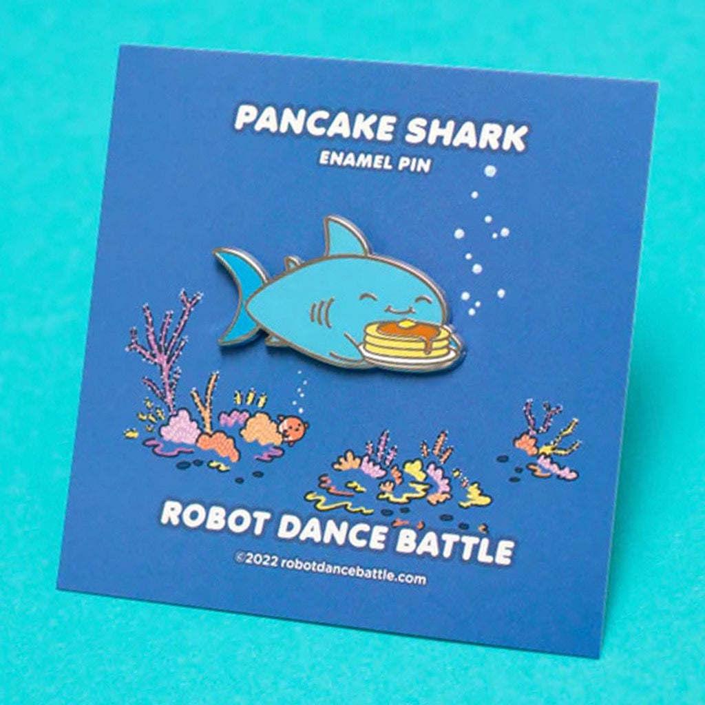 Pancake Shark Enamel Pin.