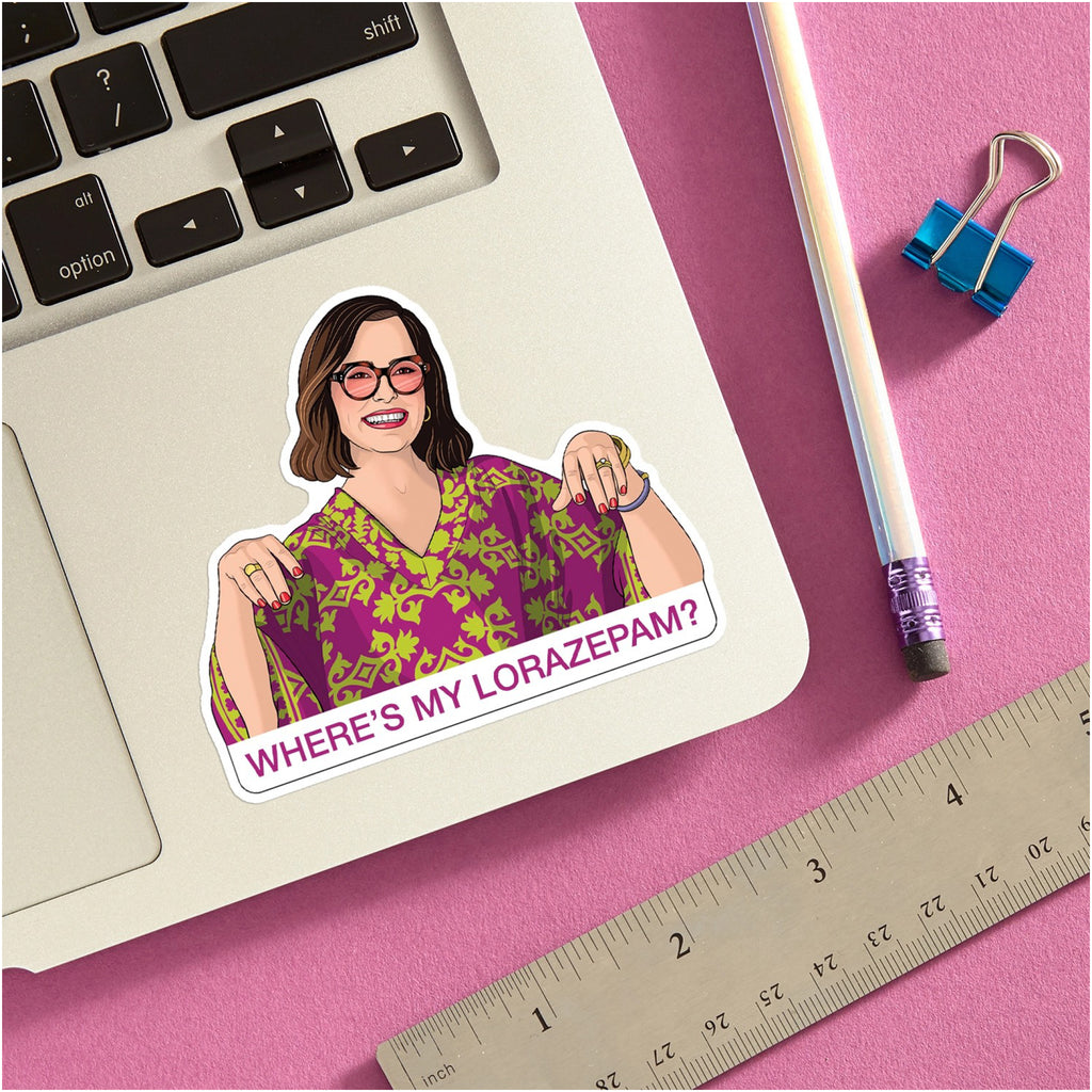 Parker Posey Lorazepam White Lotus Sticker on computer.