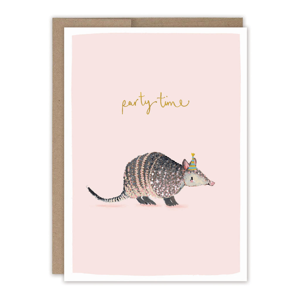 Party Time Armadillo Birthday Card.