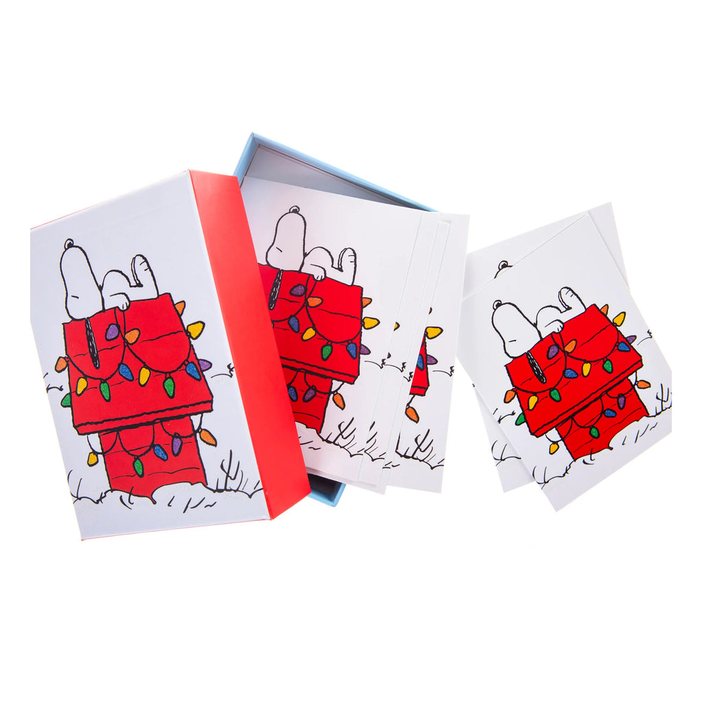 Peanuts House Petite Boxed Christmas Cards open.