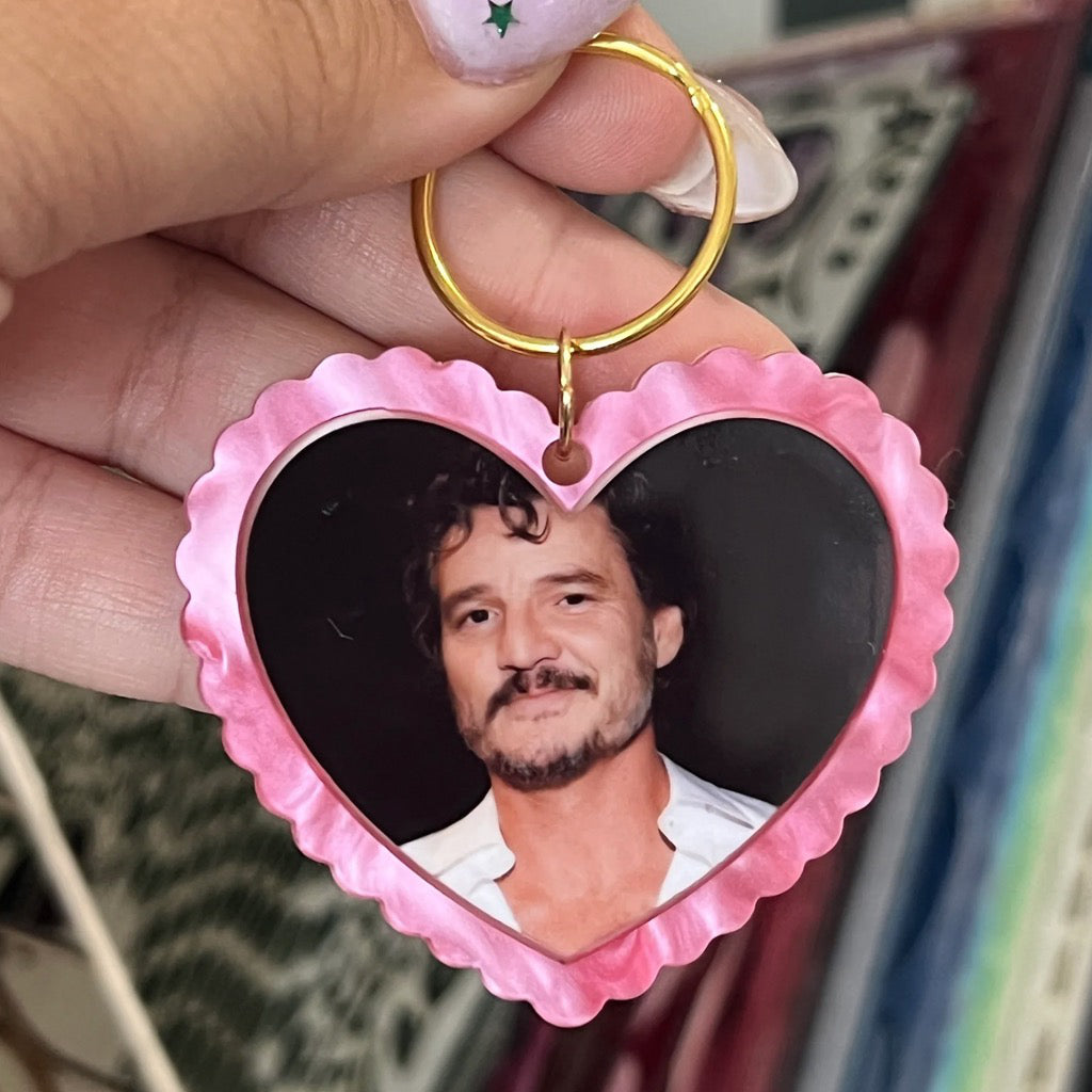 Pedro Pascal Heart Shaped Keychain.