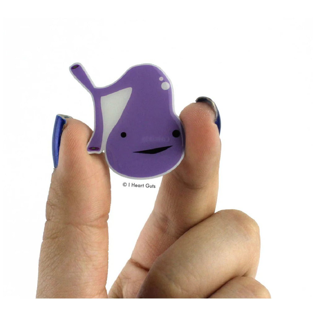 Person holding Gallbladder Lapel Pin.