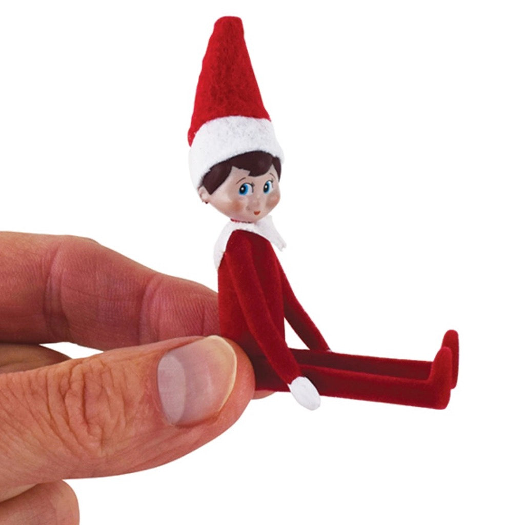 Person holding World's Smallest Elf on a Shelf.