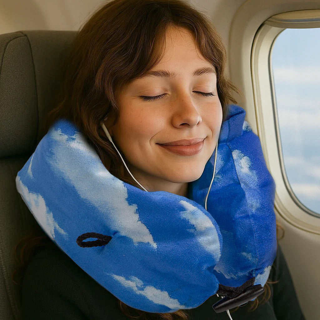 Person using Cloud Neck Pillow.