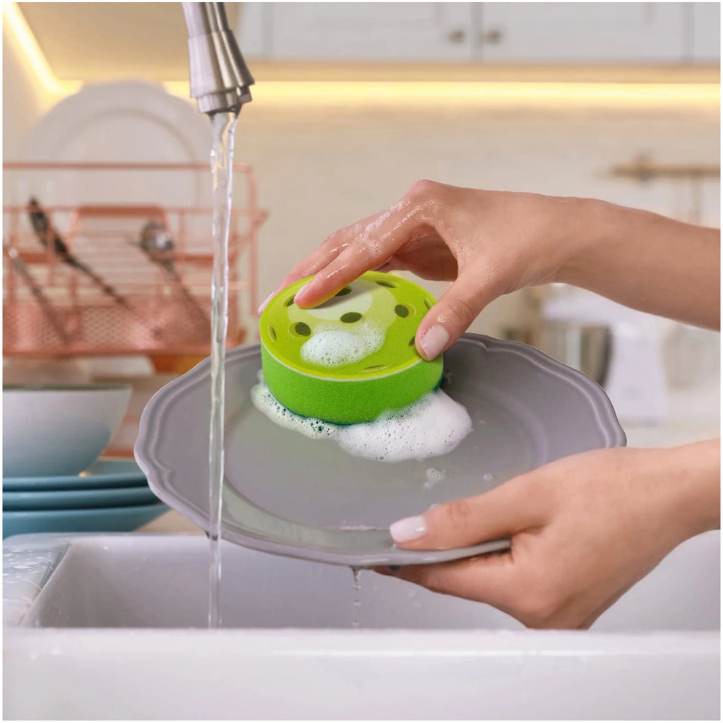 Person using In The Kitchen Pickleball Sponges.
