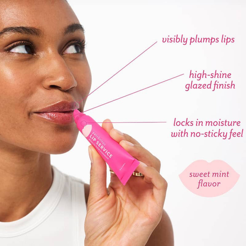 Person using Lip Service Gloss-To-Balm Treatment.