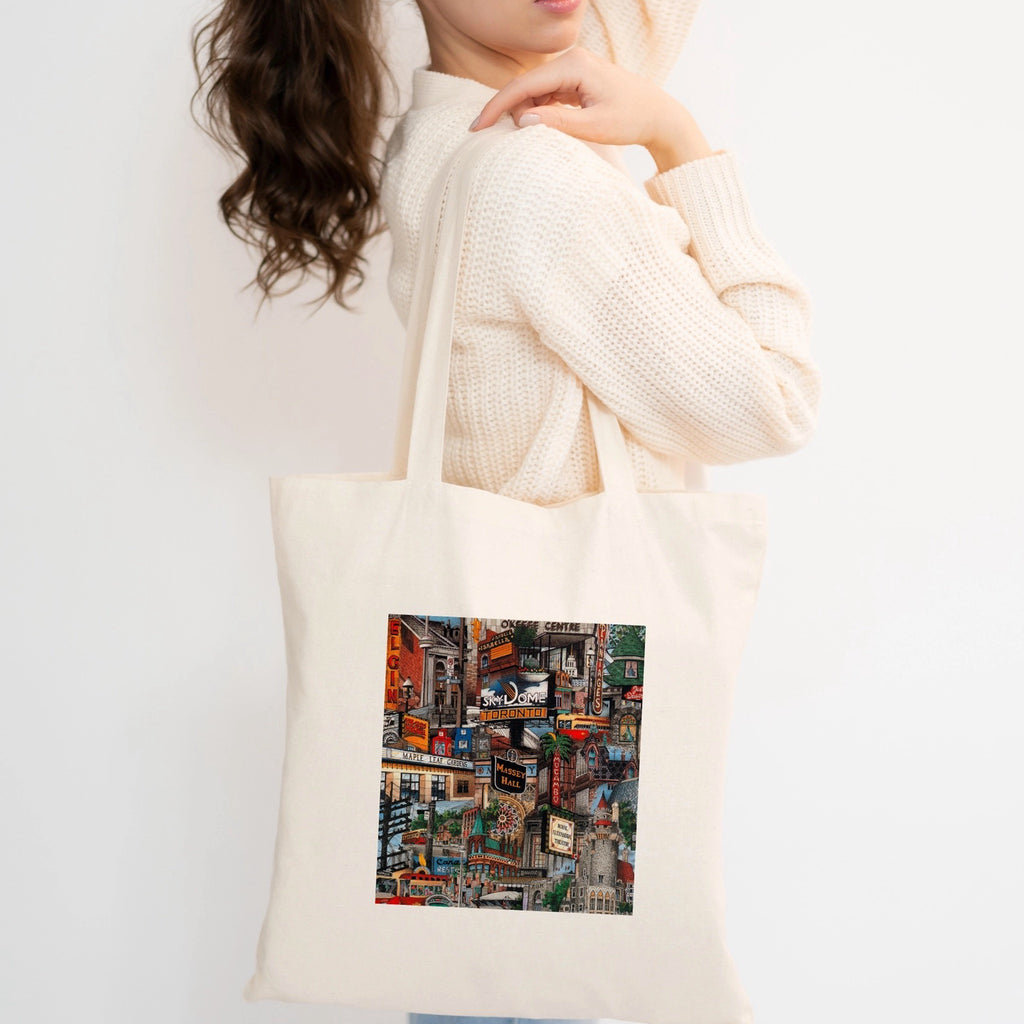 Person using My Toronto Tote Bag.