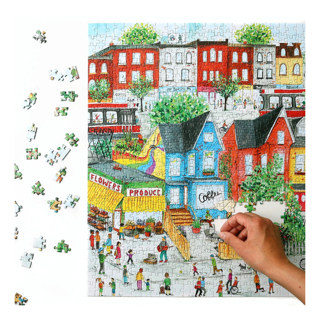 Person using Toronto Cityscape Jigsaw Puzzle.