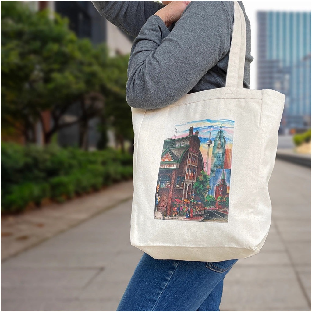 Person using Toronto St. Lawrence Market Tote Bag.