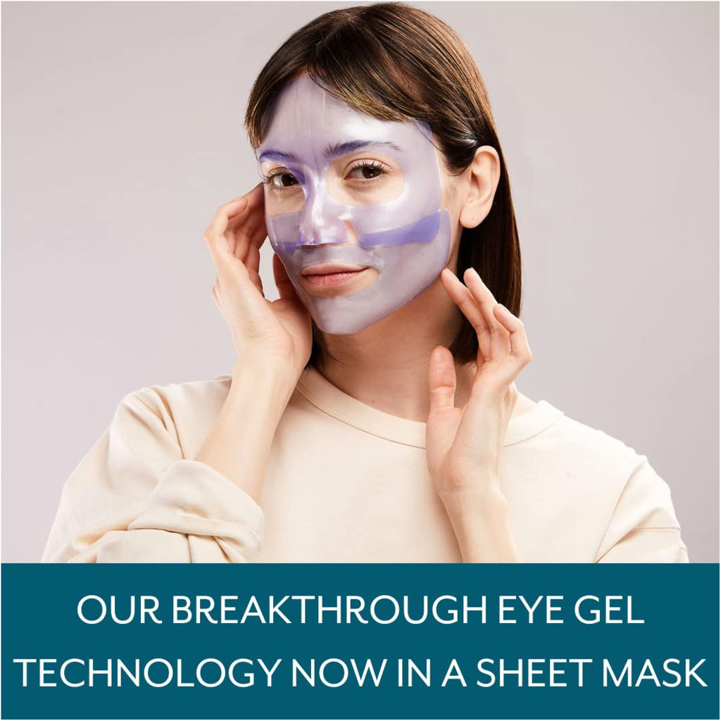 Person wearing Beauty Sleep Restoring Hydrogel Mask.