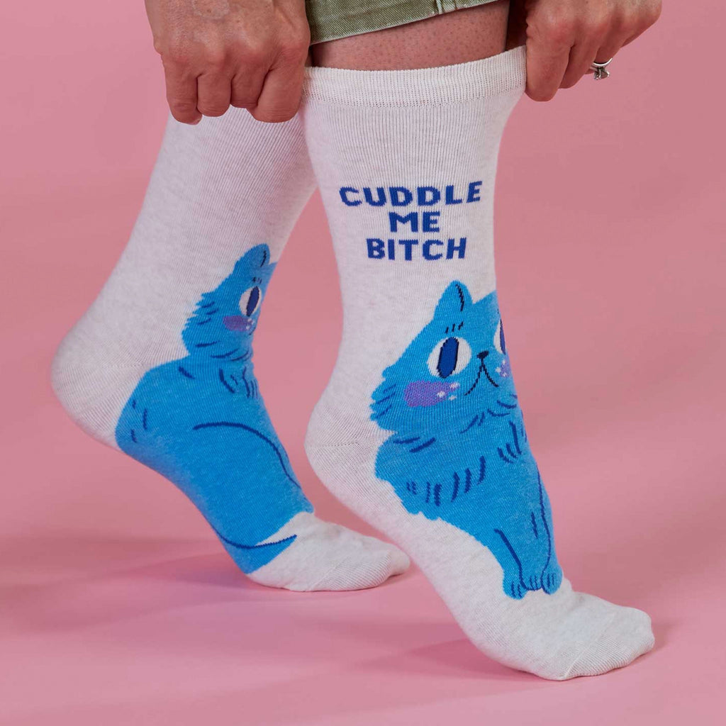 Person wearing Cuddle Me Crew Socks.