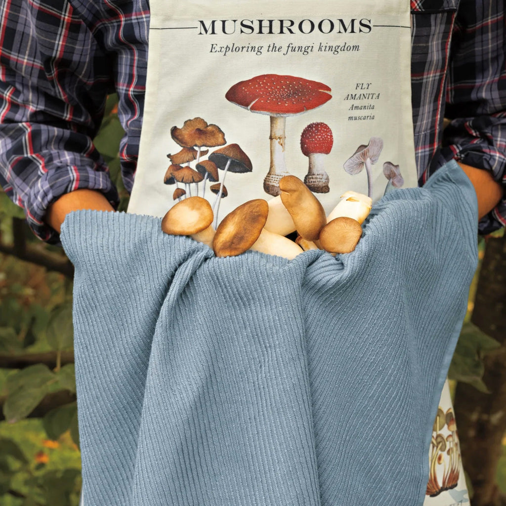 Person wearing Mushrooms Fine Print Apron.