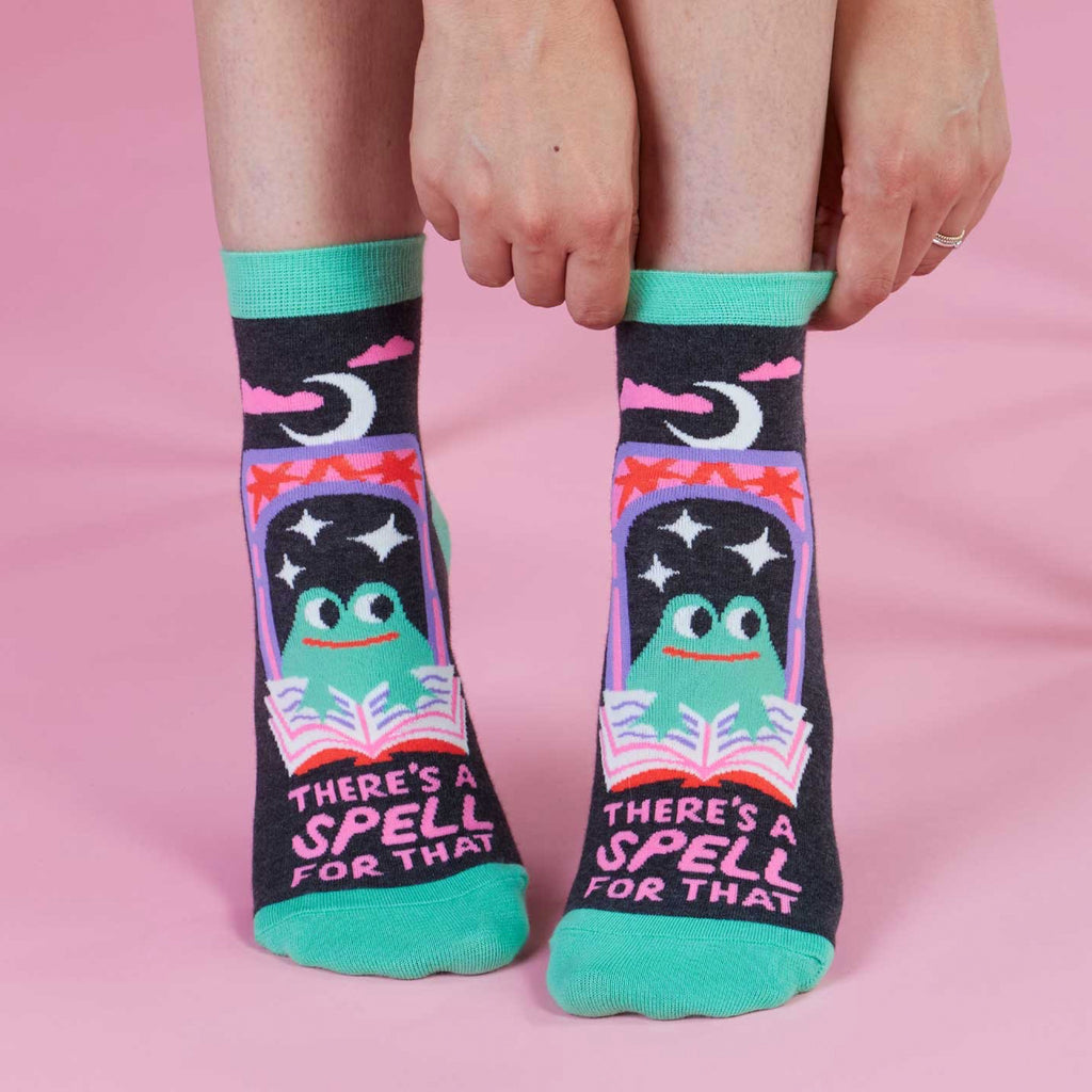 Person wearing There's A Spell Ankle Socks.
