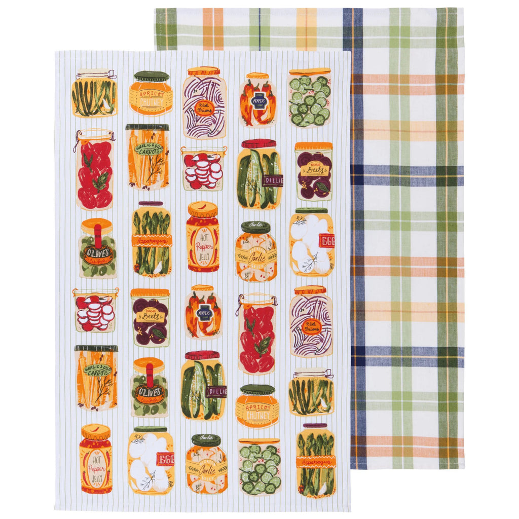 Pickling Printed Cotton Dishtowels Set of 2.