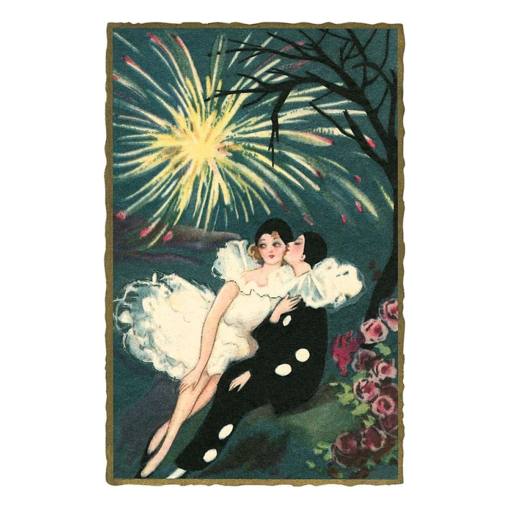 Pierrot and Ballerina with Fireworks Card.