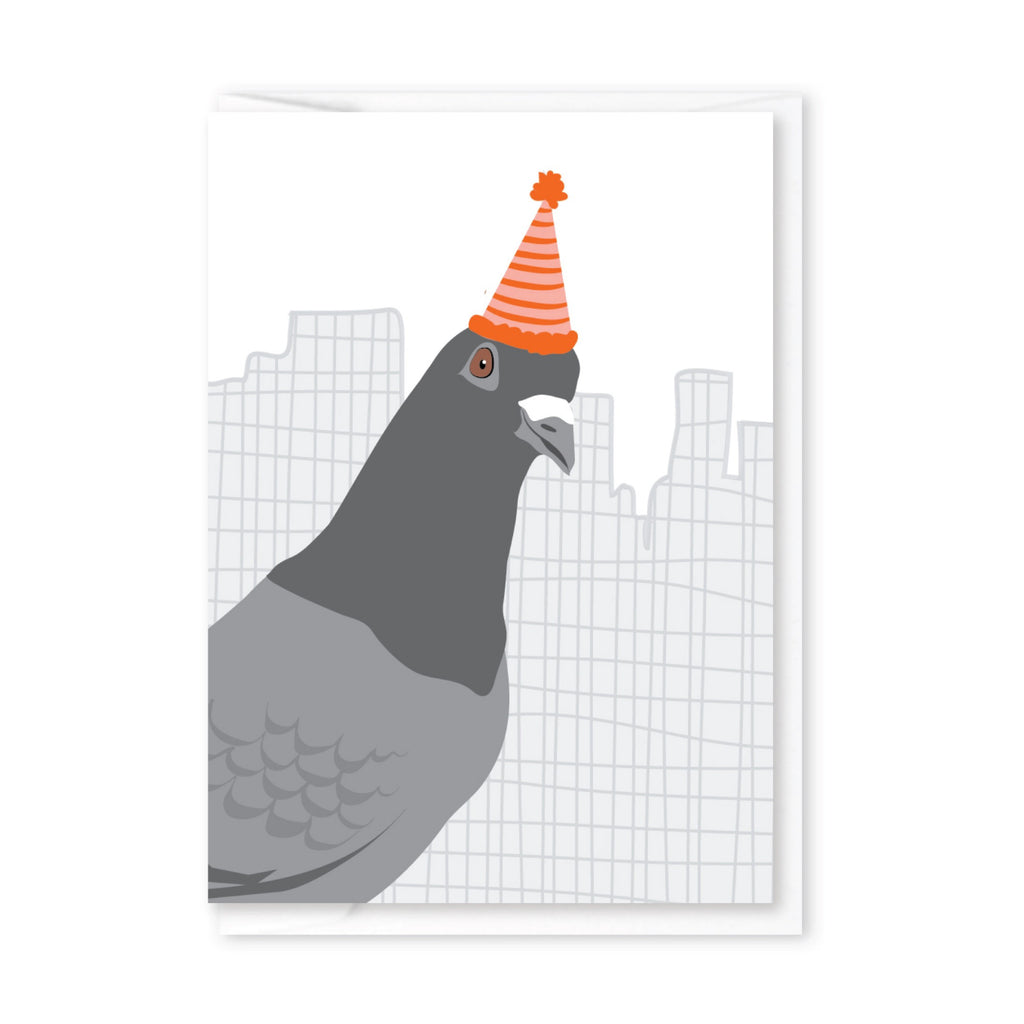 Pigeon Party Hat Enclosure Card.