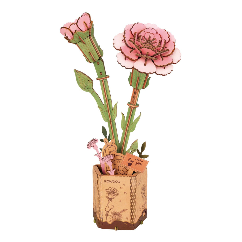 Pink Carnation 3D Wooden Flower Puzzle.