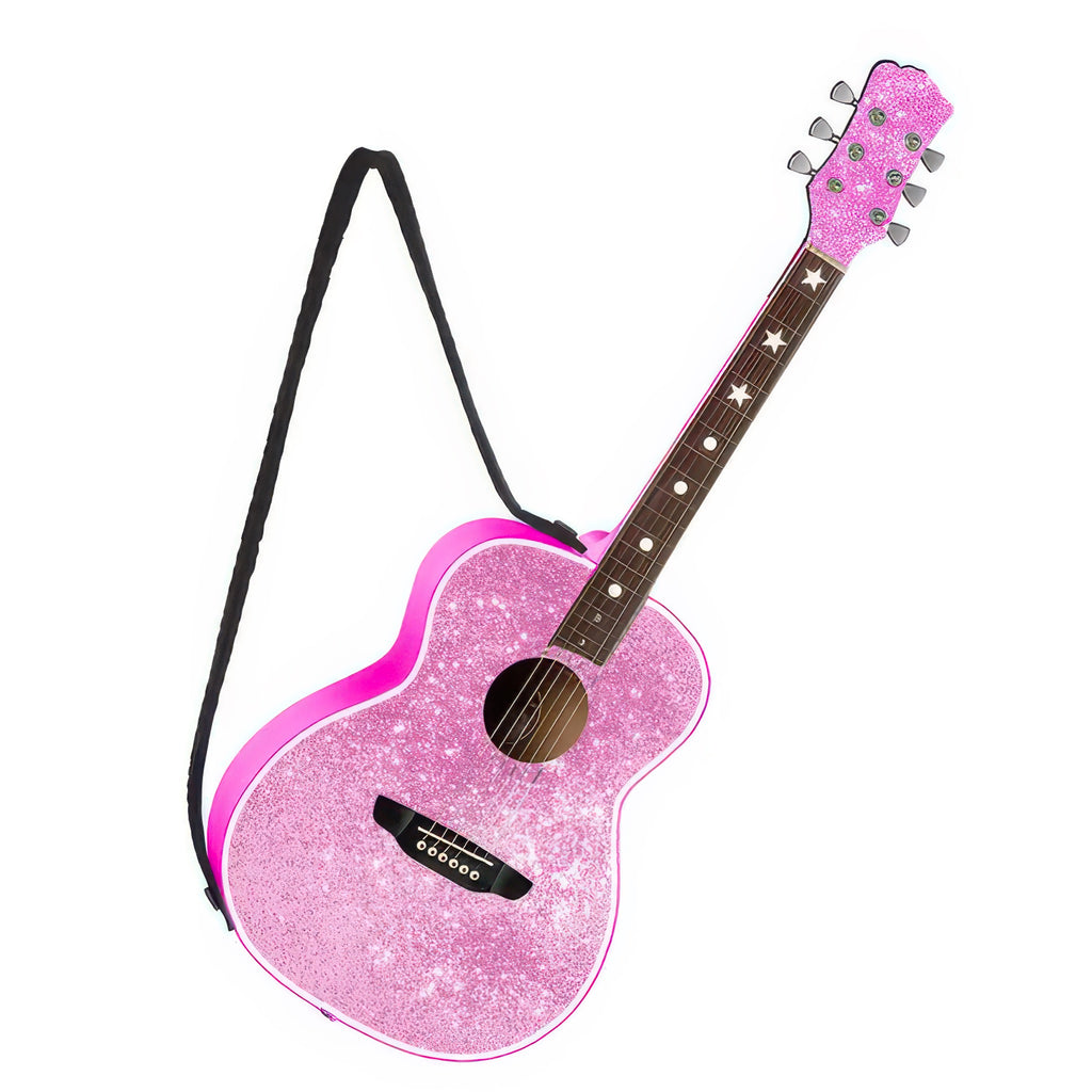 Pink Glittered Guitar Ornament.