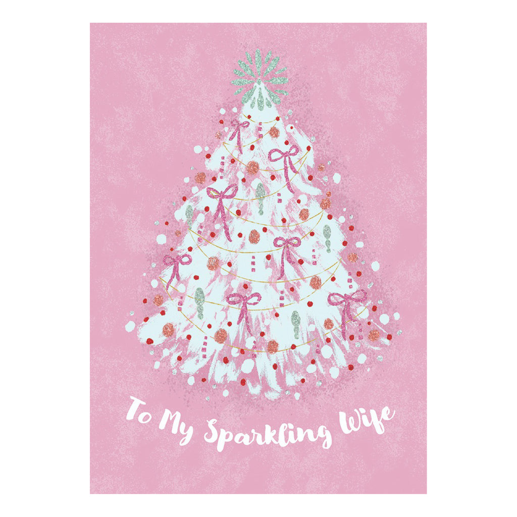 Pink Vintage Tree Wife Christmas Card.